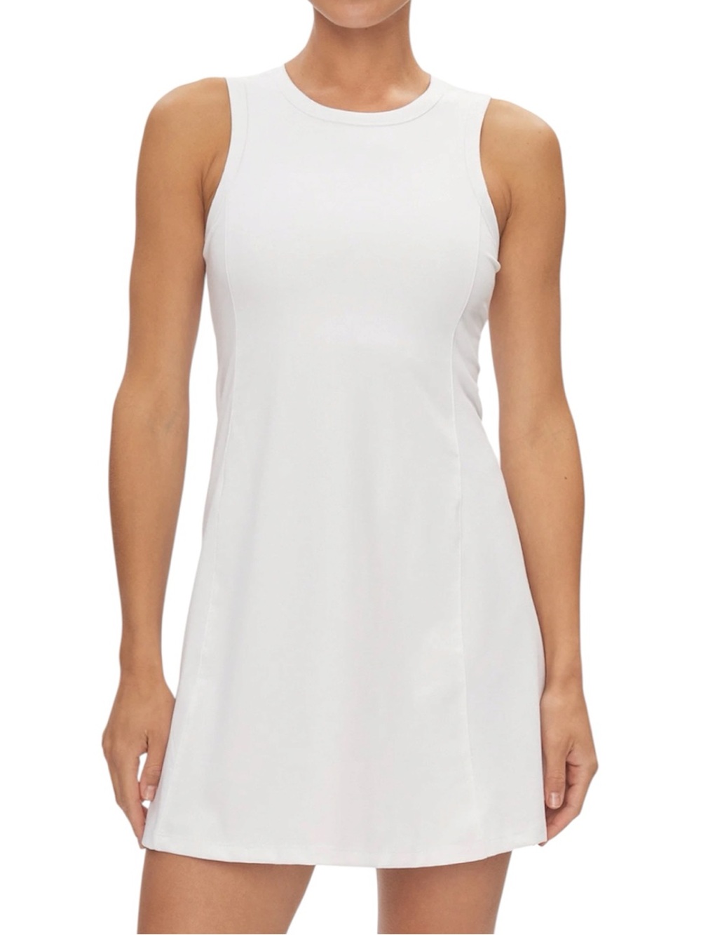 DKNY SPORT White Racerback Tennis Dress Built In Bra Athletic Mini Size Medium